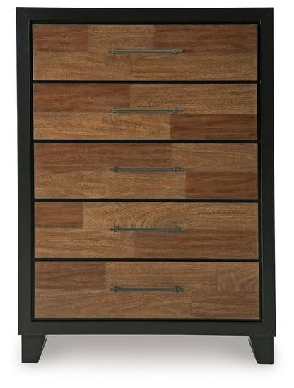 Kraeburn - Brown / Black - Five Drawer Chest - Hornell Furniture Outlet