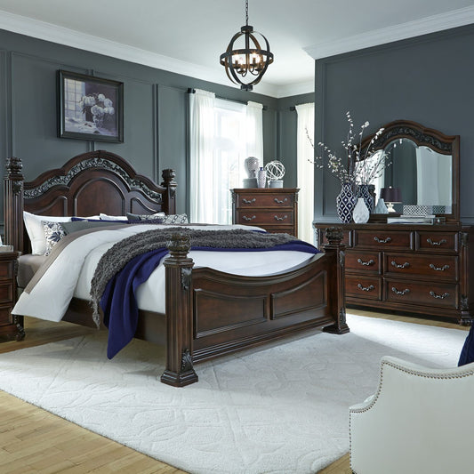 Messina Estates - Poster Bed, Dresser & Mirror - Hornell Furniture Outlet