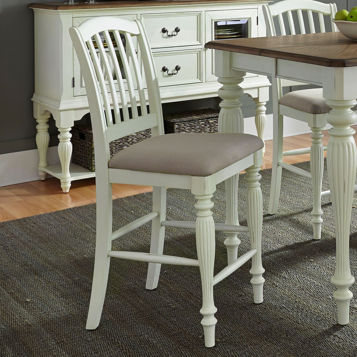 Cumberland Creek - Slat Back Counter Chair (RTA) - Nutmeg / Buttermilk - Hornell Furniture Outlet