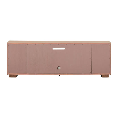 Fireplace TV Consoles - 214 84'' Console With Fire FTS Multiplees - Light Brown - Hornell Furniture Outlet