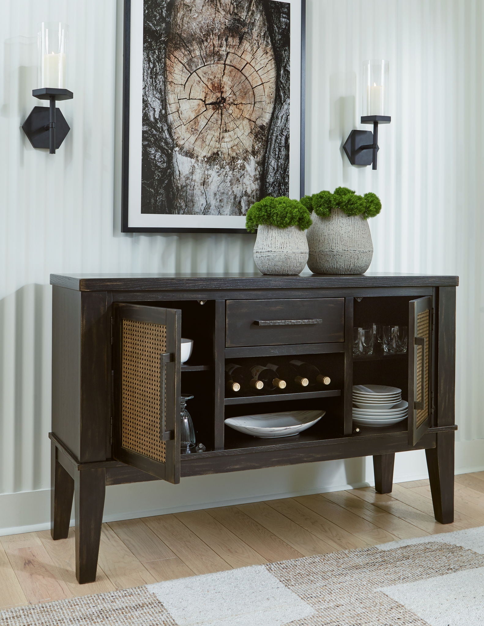 Galliden - Black - Dining Room Server - Hornell Furniture Outlet