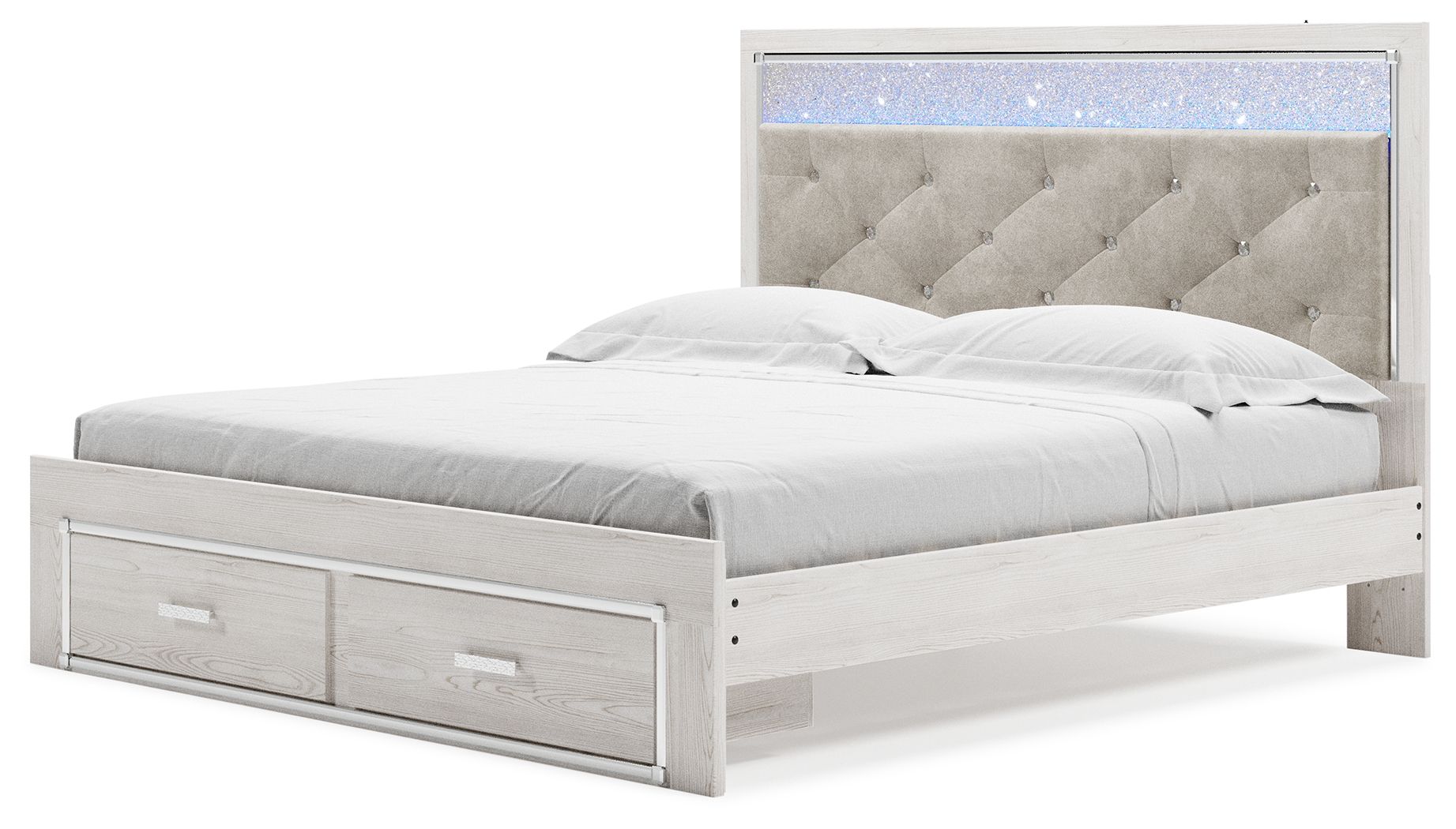 Altyra - White - King Upholstered Storage Bed - Hornell Furniture Outlet