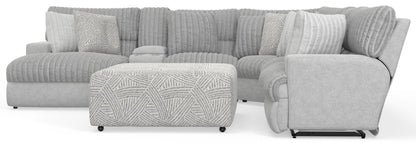 Abraxas - 6 Piece Power Reclining Sectional With Lay - Back Chaise, 2 Reclining Seats, And Included Cocktail Ottoman (LSF Chaise) - Moonstruck - Hornell Furniture Outlet