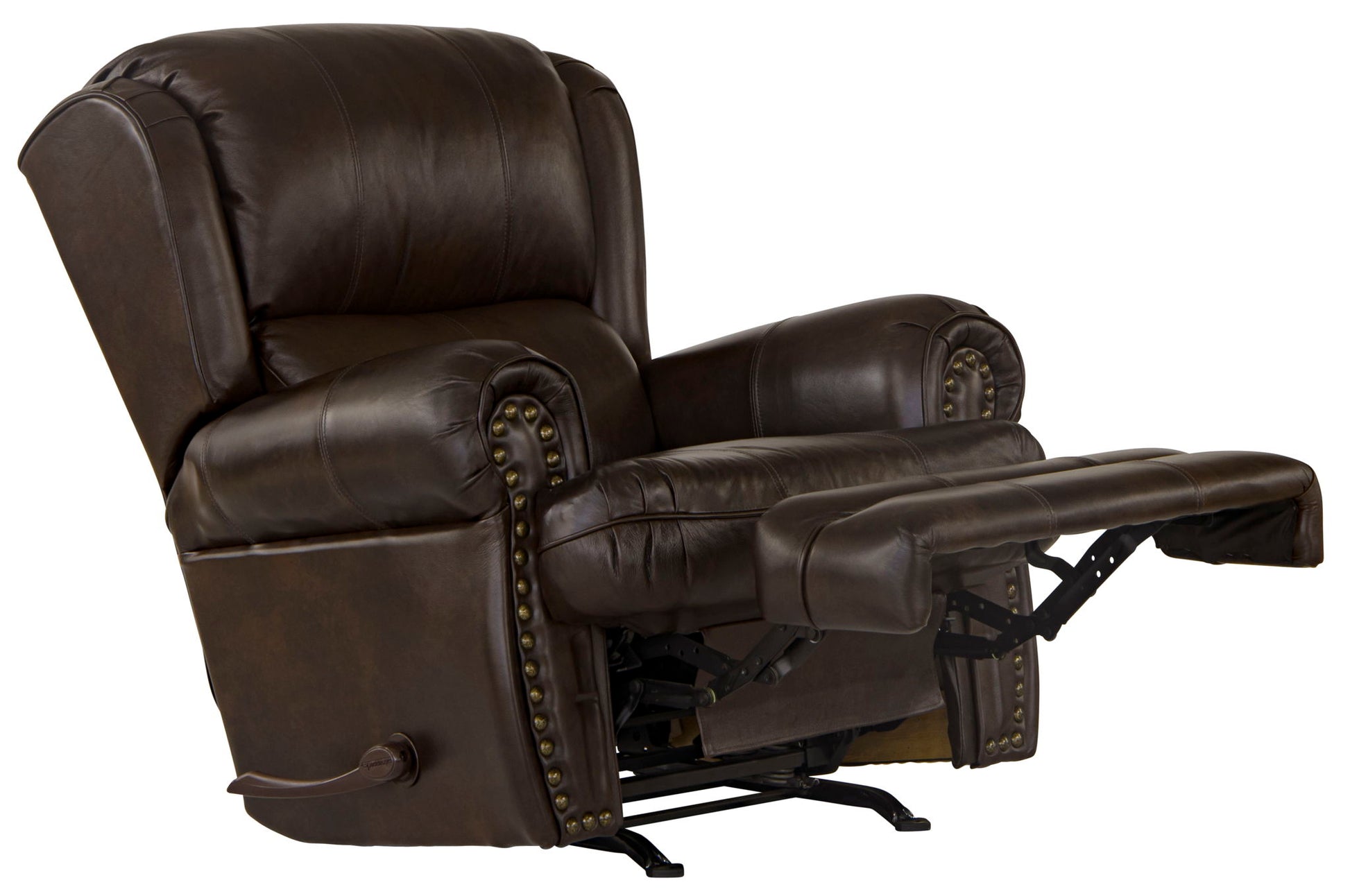 Roberto - Leather Rocker Recliner - Cocoa - Hornell Furniture Outlet