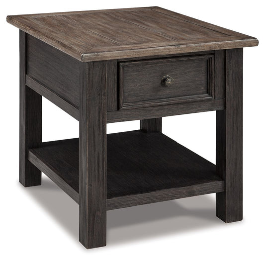 Tyler Creek - Grayish Brown / Black - Rectangular End Table - Hornell Furniture Outlet