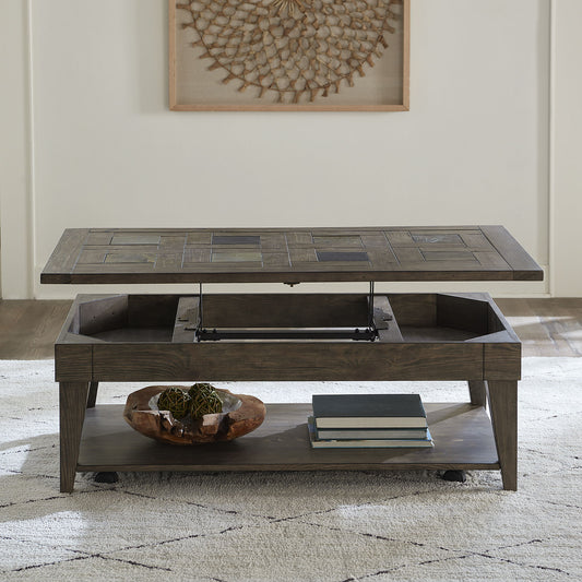 Arrowcreek - Lift Top Cocktail Table - Dark Brown - Hornell Furniture Outlet