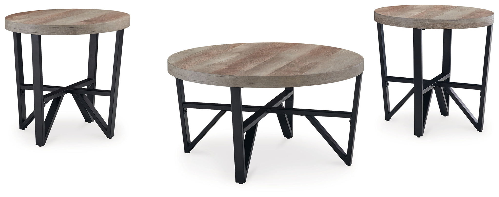 Deanlee - Grayish Brown / Black - Occasional Table Set (Set of 3) - Hornell Furniture Outlet