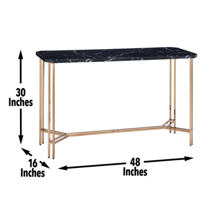 Daxton - Faux Marble Top Sofa Table - Black - Hornell Furniture Outlet