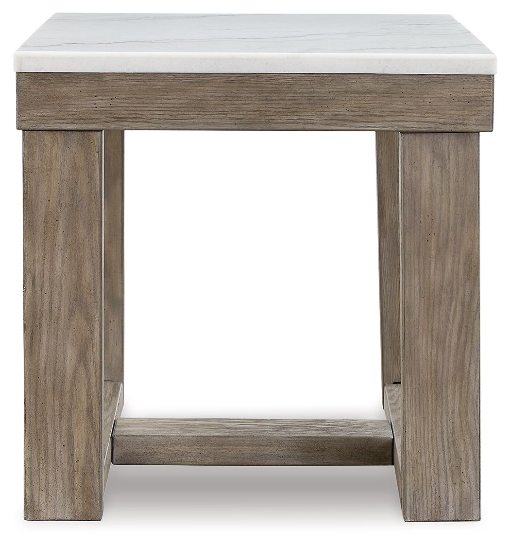 Loyaska - Brown / Ivory - Square End Table - Hornell Furniture Outlet