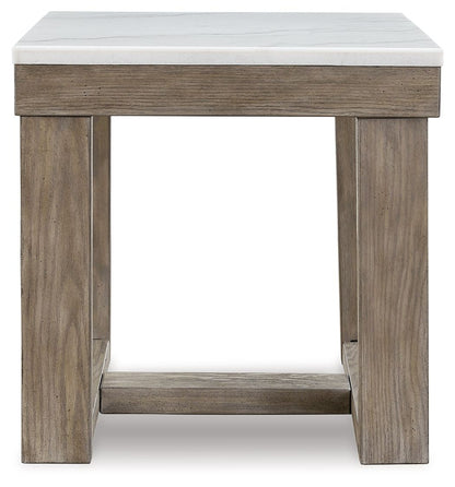 Loyaska - Brown / Ivory - Square End Table - Hornell Furniture Outlet