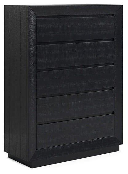 Londer - Black - Five Drawer Chest - Hornell Furniture Outlet