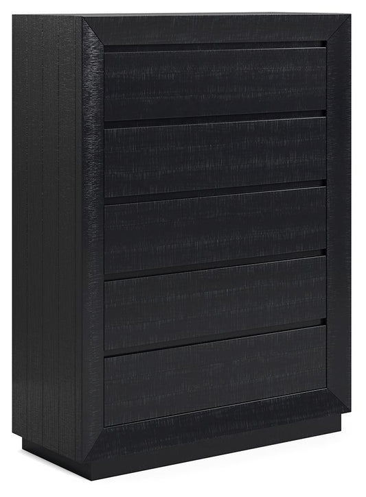 Londer - Black - Five Drawer Chest - Hornell Furniture Outlet