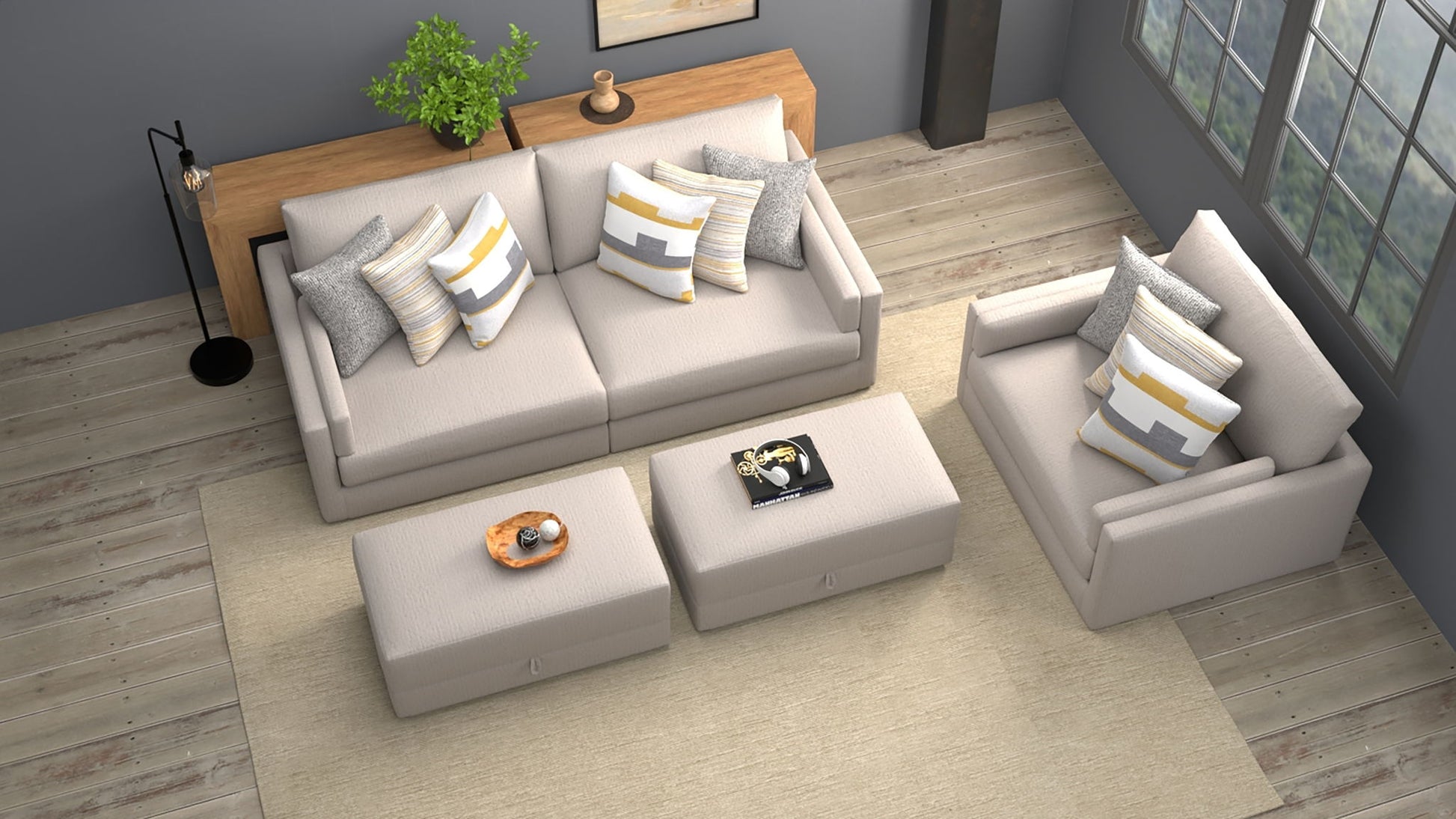 Trevor - Extra Deep Oversized Sofa With Included Storage Cocktail Ottoman - Hornell Furniture Outlet