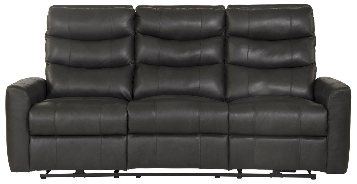 Bosa - Leather Power Reclining Sofa - Charcoal - Hornell Furniture Outlet