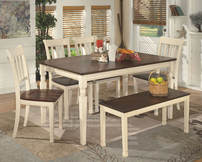 Whitesburg - Brown / Cottage White - Large Dining Room Bench - Hornell Furniture Outlet