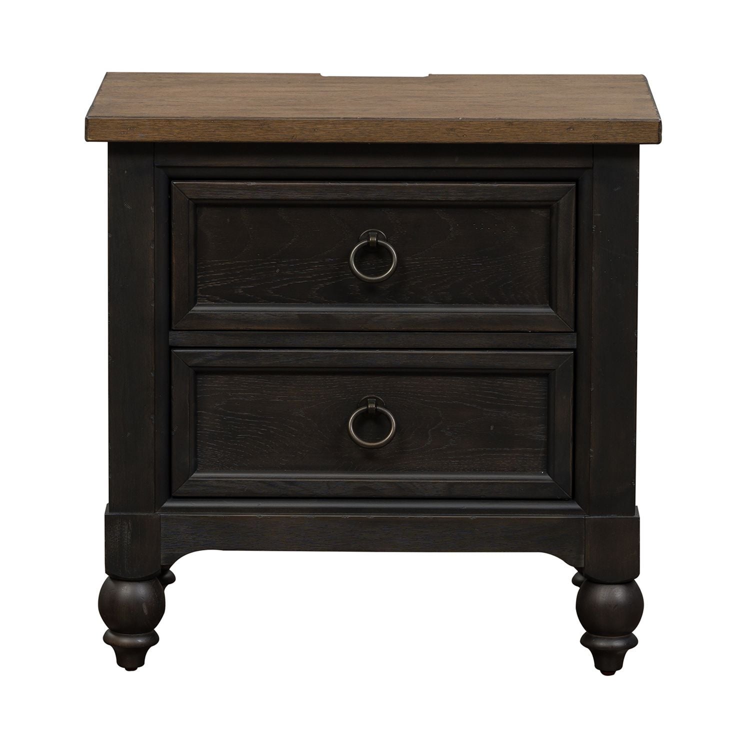 Americana Farmhouse - 2 Drawer Night Stand With Charging Station - Hornell Furniture Outlet