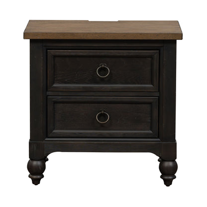 Americana Farmhouse - 2 Drawer Night Stand With Charging Station - Hornell Furniture Outlet