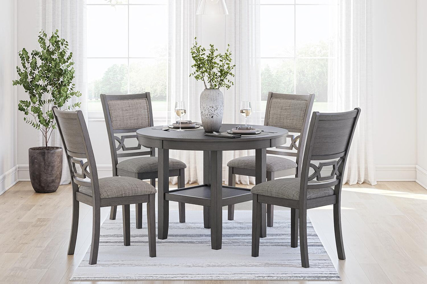 Wrenning - Dining Room Table Set (Set of 5) - Gray - Hornell Furniture Outlet