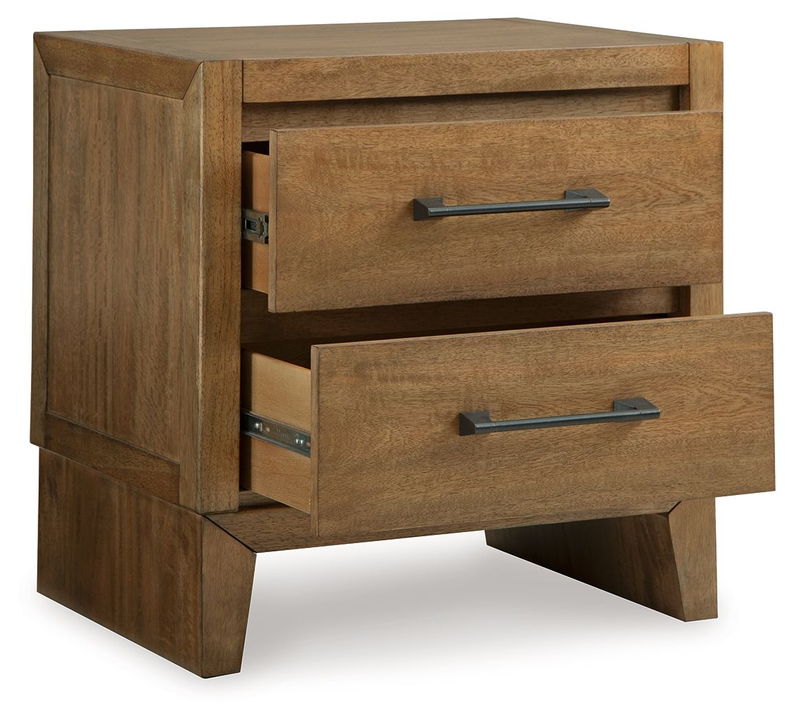 Sherbana - Light Brown - Two Drawer Night Stand - Hornell Furniture Outlet