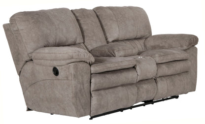 Reyes - Lay Flat Reclining Console Loveseat With Storage & Cupholders - Hornell Furniture Outlet