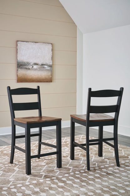 Valebeck - Black / Brown - Barstool (Set of 2) - Hornell Furniture Outlet