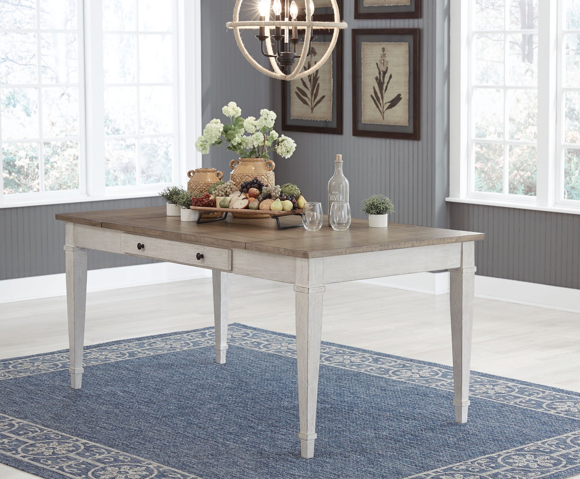 Skempton - White - RECT DRM Table w/Storage - Hornell Furniture Outlet