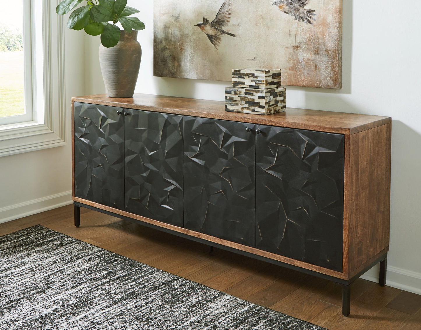 Dorannby - Black / Brown - Accent Cabinet - Hornell Furniture Outlet