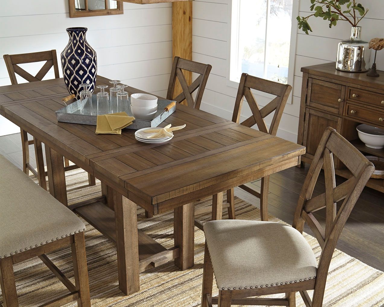 Moriville - Grayish Brown - Rectangular Dining Room Counter Extension Table - Hornell Furniture Outlet