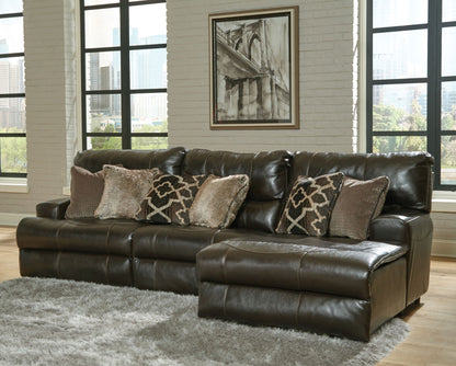 Como - 3 Piece Italian Leather Match Reclining Sectional - Hornell Furniture Outlet
