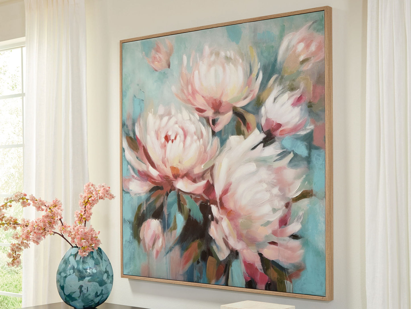Parryville - Aqua / Pink - Wall Art - Hornell Furniture Outlet