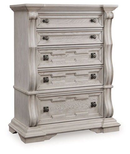 Bruchandi - Antique White - Five Drawer Chest - Hornell Furniture Outlet