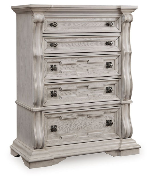 Bruchandi - Antique White - Five Drawer Chest - Hornell Furniture Outlet