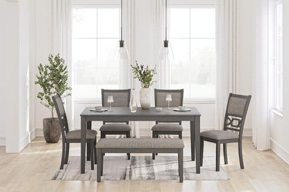 Wrenning - Dining Room Table Set (Set of 6) - Gray - Hornell Furniture Outlet