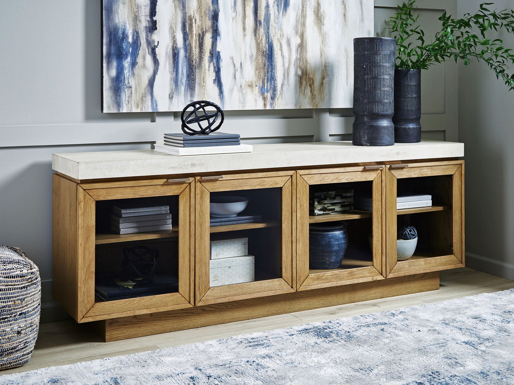 Adanworth - Accent Cabinet - Light Brown / Gray - Hornell Furniture Outlet