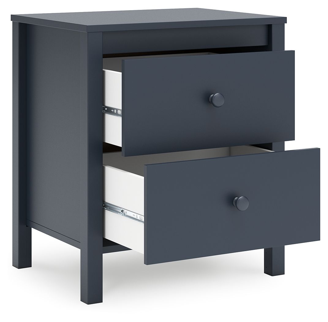 Simmenfort - Navy Blue - Two Drawer Night Stand - Hornell Furniture Outlet
