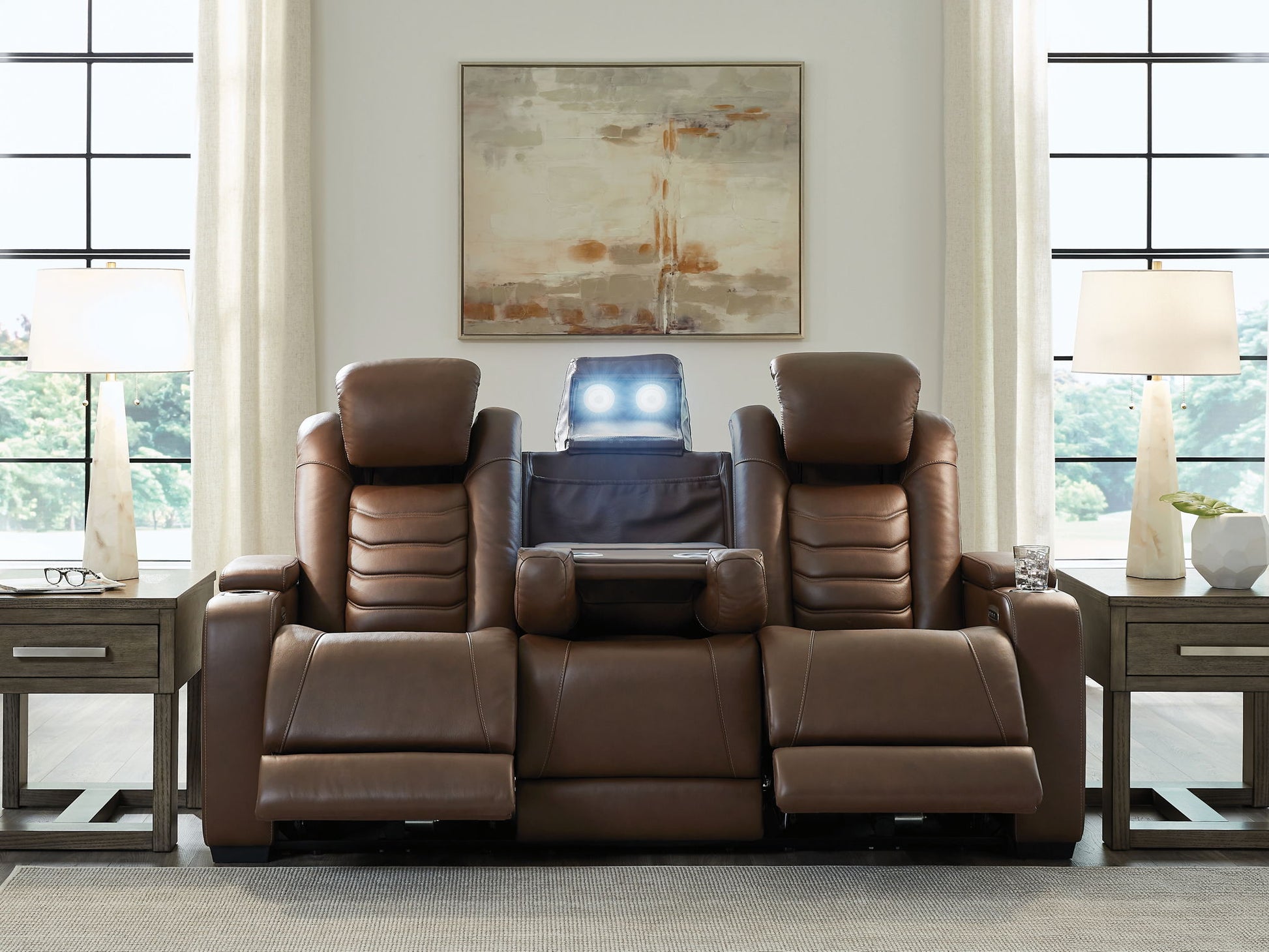 High Impact - Tobacco - Power Reclining Sofa / Adj Headrest - Hornell Furniture Outlet
