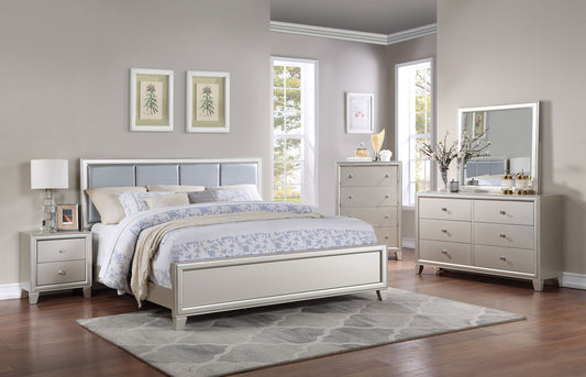 Omni - 6 Piece King Bedroom Set - Pearl Silver - Hornell Furniture Outlet