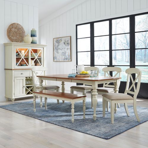 Ocean Isle - 6 Piece Rectangular Table Set - Natural Pine - Hornell Furniture Outlet