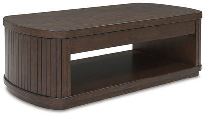 Korestone - Dark Brown - Lift Top Cocktail Table - Hornell Furniture Outlet