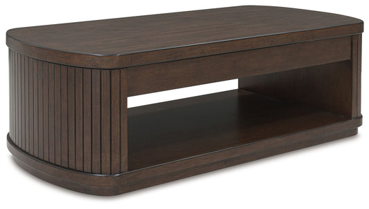 Korestone - Dark Brown - Lift Top Cocktail Table - Hornell Furniture Outlet