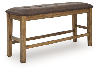 Urbinforte - Double Counter Height Upholstered Bench - Light Brown - Hornell Furniture Outlet