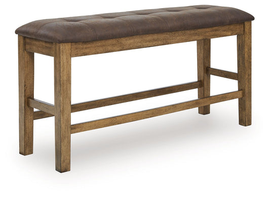 Urbinforte - Double Counter Height Upholstered Bench - Light Brown - Hornell Furniture Outlet