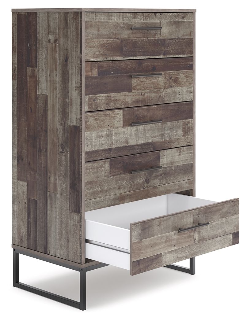 Neilsville - Black / Gray - Five Drawer Chest - Hornell Furniture Outlet