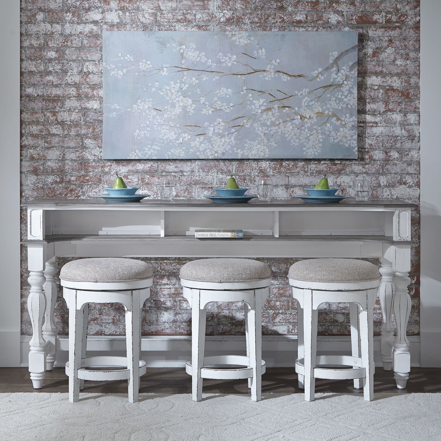 Magnolia Manor - Console Swivel Stool - White - Hornell Furniture Outlet