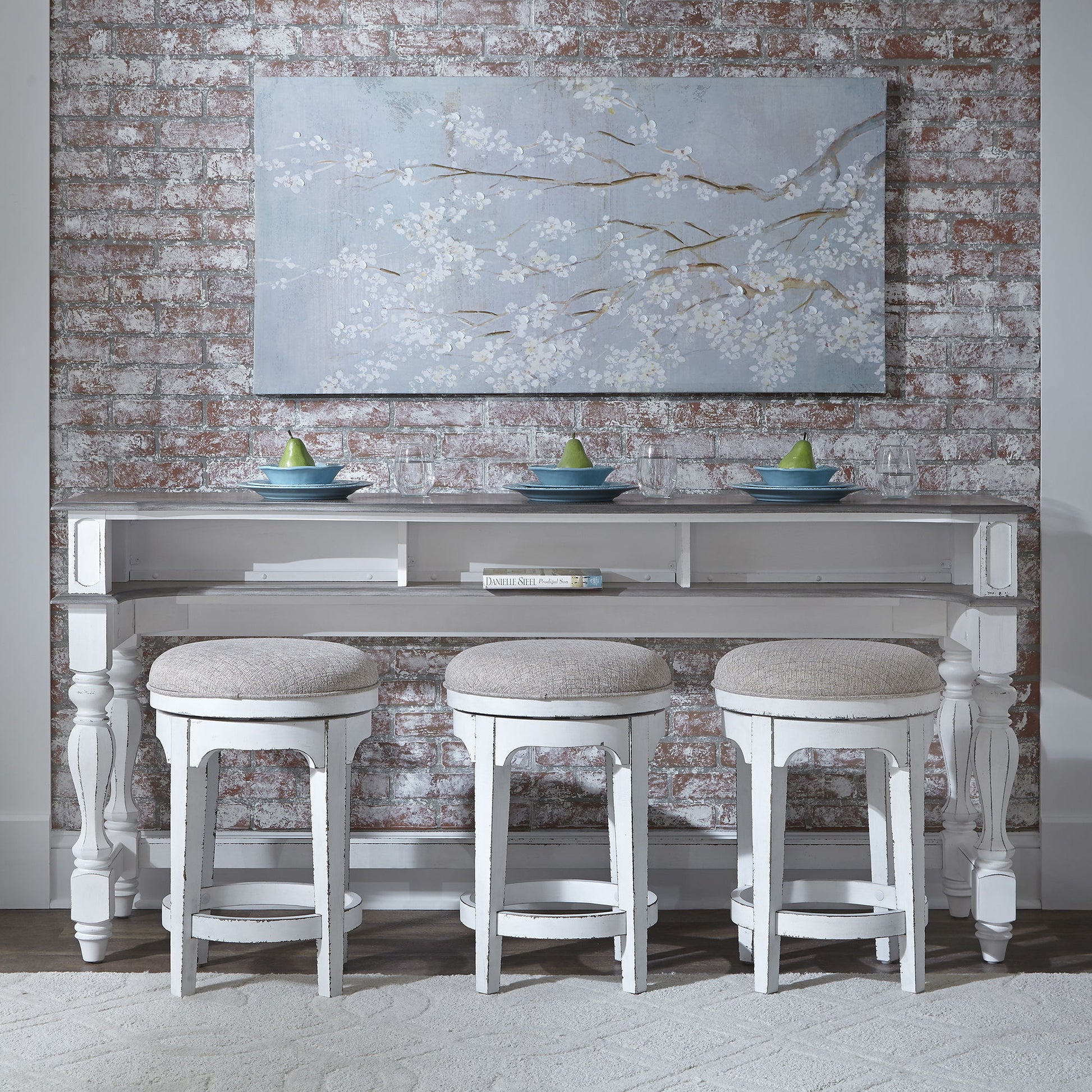 Magnolia Manor - Console Swivel Stool - White - Hornell Furniture Outlet