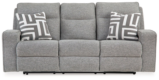 Biscoe - Pewter - Power Reclining Sofa With Adj Headrest - Hornell Furniture Outlet