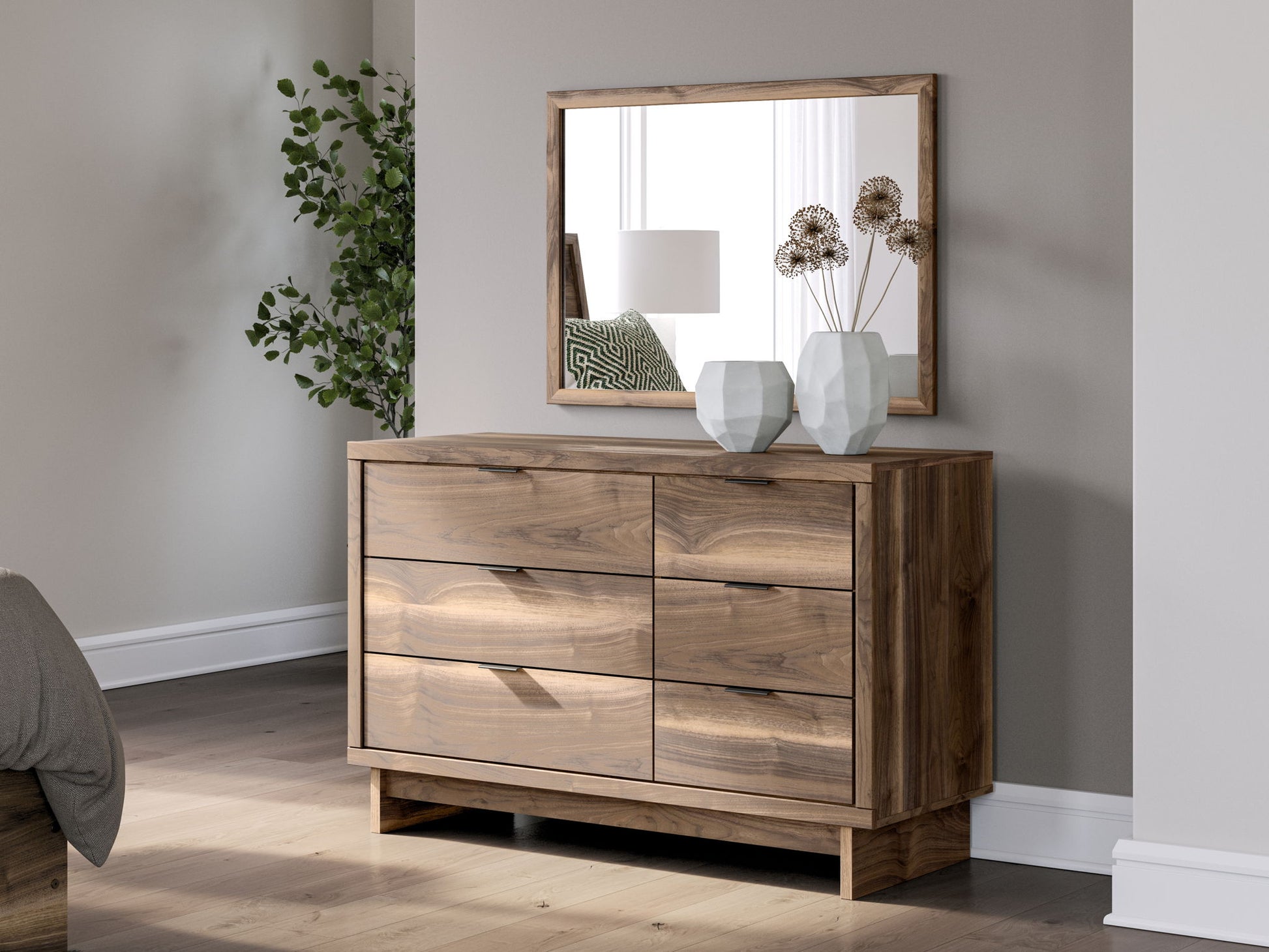 Chirason - Brown - Dresser And Mirror - Hornell Furniture Outlet