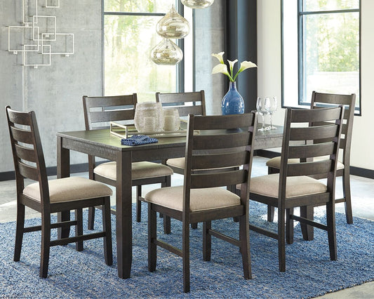 Rokane - Brown - Dining Room Table Set (Set of 7) - Hornell Furniture Outlet