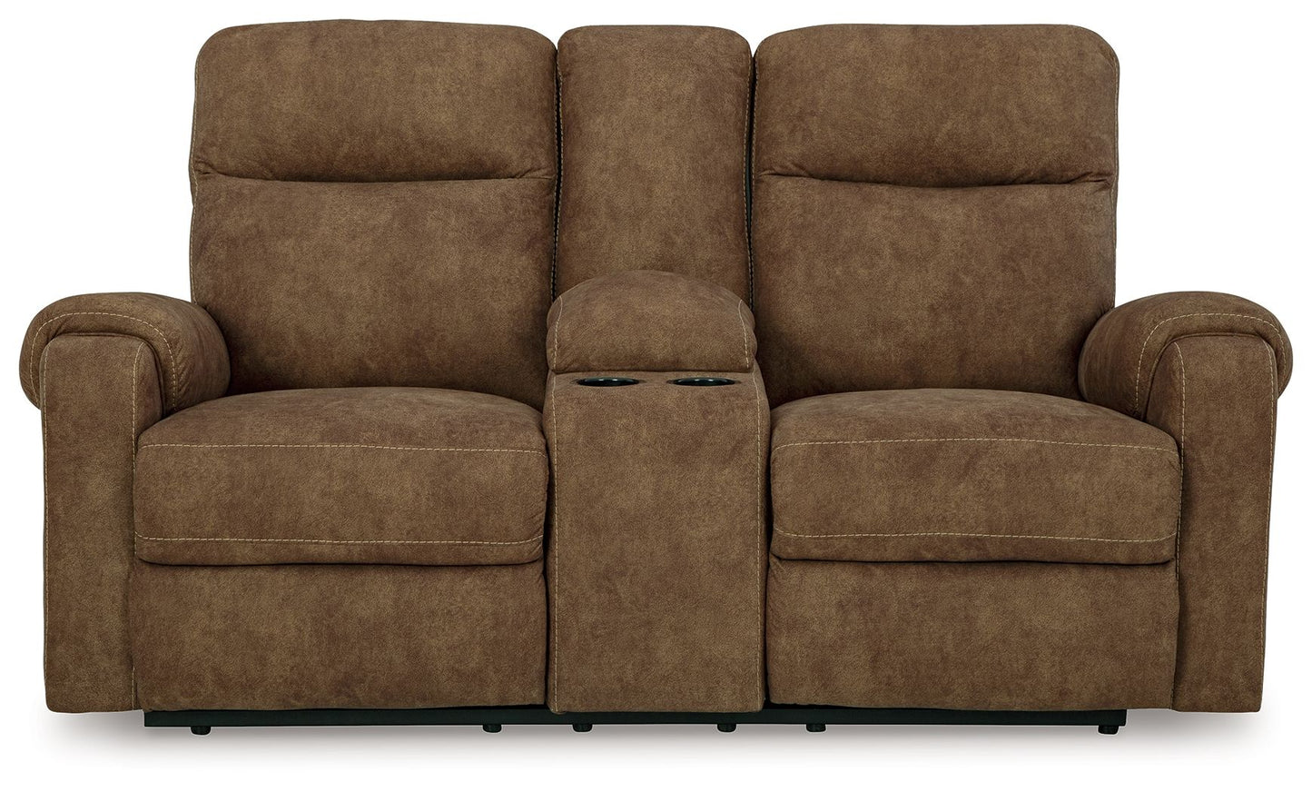 Edenwold - Brindle - Dbl Reclining Loveseat with Console - Hornell Furniture Outlet