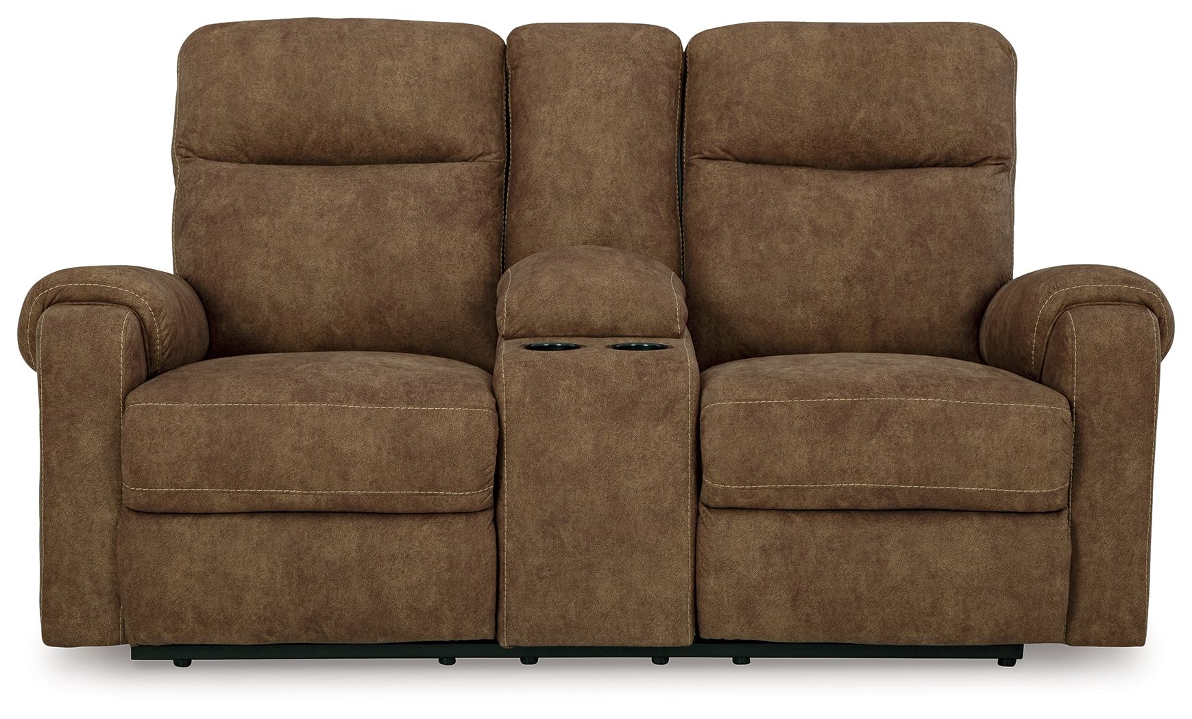 Edenwold - Brindle - Dbl Reclining Loveseat with Console - Hornell Furniture Outlet